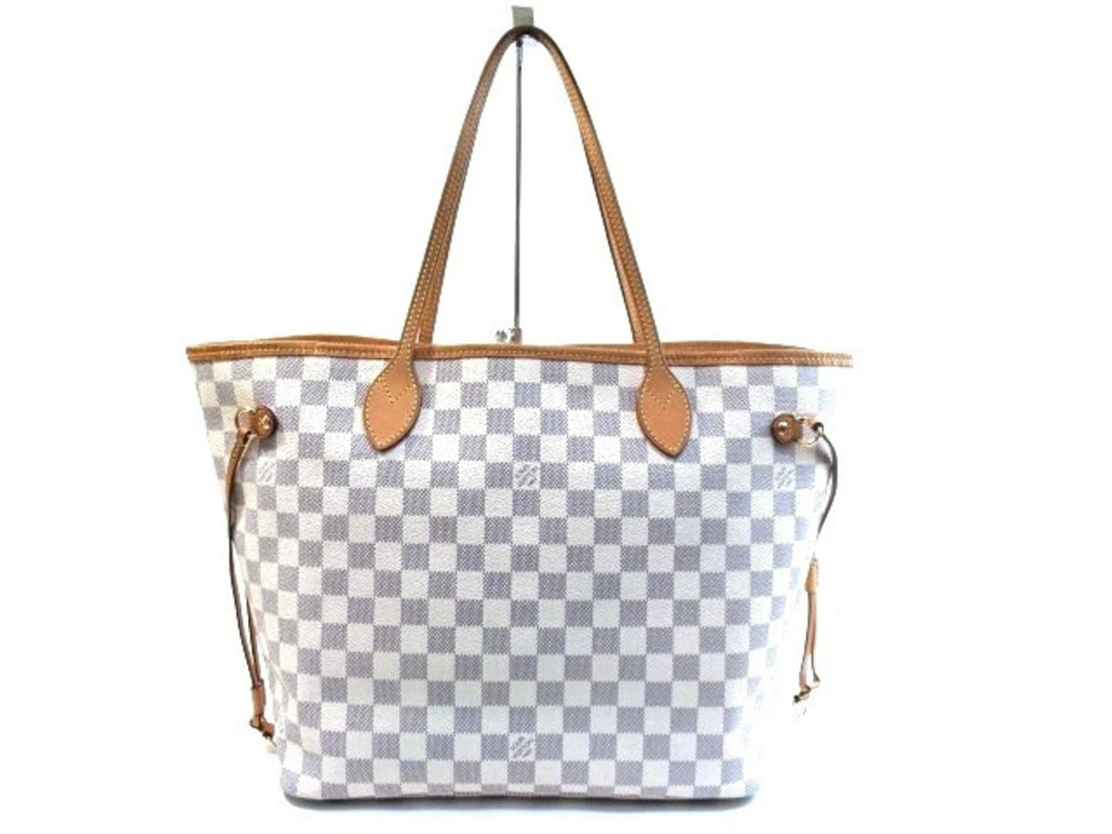 LOUIS VUITTON Neverfull Tote Bag Damier Azur White
